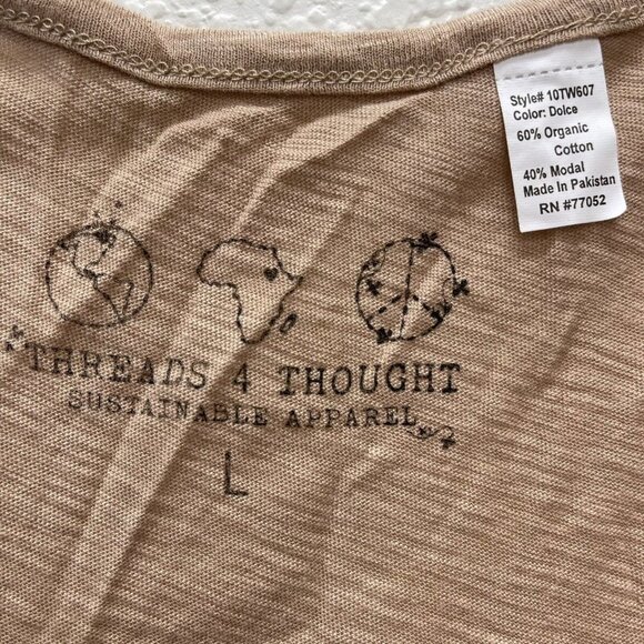 New Threads for Thought Womens Large Tank Top Tan Dolce Cotton Modal High Low - Picture 5 of 8